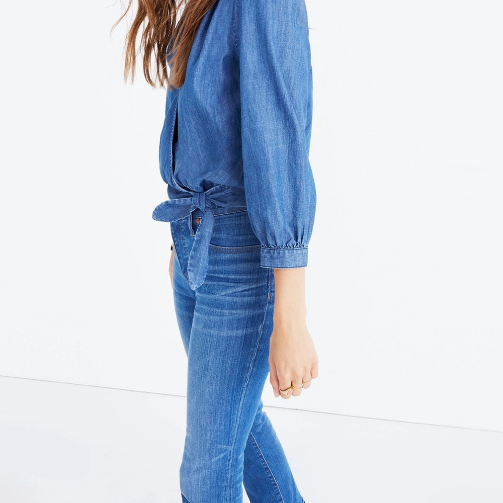 Madewell Denim Wrap Top - Picture 9 of 12